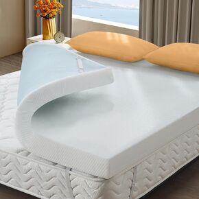 3 Inch Queen Memory Foam Mattress Topper, Cooling Gel Bed Topper with Premium Removable Skin-Friendly Non-Slip Cover, High Density Ventilated Mattress Pad CertiPUR-US & Oeko-Tex Certified, White
