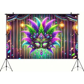 Festival Carnival Banner Mardi Gras Party Backdrop Masquerade Photoshoot Photography Background Purple New Orleans Mask Mardi Gras Party Decorations Banner Photo Booth Props