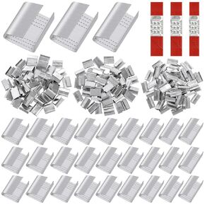 Hilitchi 100PCS 1/2"(13mm) Packaging Strapping Open Serrated Seals, Packaging Banding Clip, Strapping Open Seal Packaging Open Snap-On Seals for Securing Heavy Packaging Pallet Banding