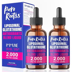 2000MG Liposomal Glutathione Liquid Supplement, 98% Absorption, with Vitamin C, L- Glutathione, Master Antioxidant for Skin, Energy, Immune, Aging Defense, Detox, Non-GMO, Sugar Free, 2 FL.OZ
