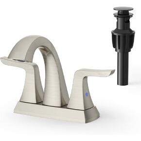 Matte Black Bathroom Sink Faucet - Rainsworth 4 inch Widerspread Bathroom Faucets for 3 Hole with 2-Handles Pop-up Drain, Touch on Morden Faucet for Vanity RV Bath