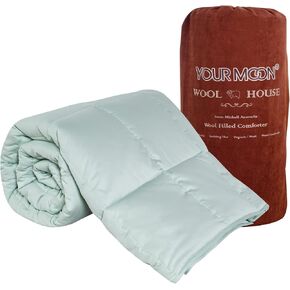 YOUR MOON All Season Wool Comforter King Size 100% Natural Australian Wool Duvet, Washable Temperature Regulation Wool Duvet, Noiseless Cotton Cover(Original White)