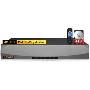 16-Channel 4K / 8.0 Megapixel POE NVR Network Video Recorder, Supports up to 16 x 8MP/4K IP Cameras, Max to 8TB (4TB HDD Included)