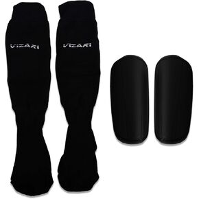 Vizari Youth Soccer Shin Guard with Sock for Optimal Safety | Soccer Shin Guard Sleeves Adult with Elastic Cuff for Customised Fit | Soccer Socks Boys & Girl Soccer Shin Guards with Air-Cooled Design