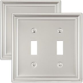 4-Pack Single Toggle Wall Plate, Metal Light Switch Cover, Satin Nickel Switch Plate Cover, Midsize, A035 Series