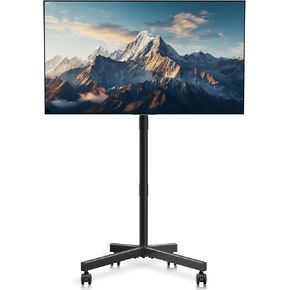 Mobile TV Stand with Wheels for Most 21-60 Inch Flat/Curved Screens TVs, Height Adjustable Rolling TV Cart with Shelf, up to 77 lbs, Max VESA 400x400, ML55SE
