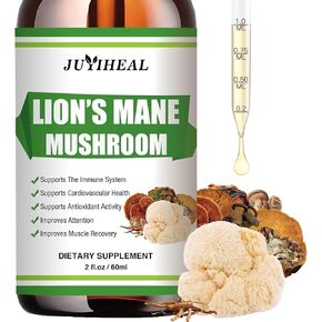 سائل عرف الأسود، مكمل فطر عرف الأسود العضوي، 8 مجمع فطر - نباتي، صبغة عرف الأسد للتركيز العقلي والوضوح ودعم المناعة - 4 أونصة سائلة in Kuwait