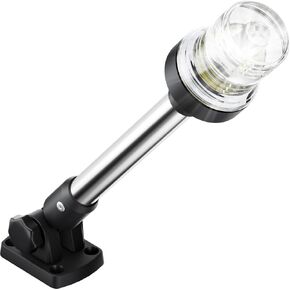 12" Boat Stern Lights LED Anchor Light Waterproof IP67 White Fold Down Marine Navigation Lights for Fishing Boat, Jon Boat and Bass Boat (12-24V)