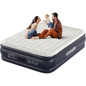 Air Mattress Full with Built in Pump,18''Inflatable Mattress of Upgraded Vertical Beams,Self Inflatable/Deflation Blow Up Mattress in 3 Mins,Flocked Top Airbed with Carry Bag for Home, Camping
