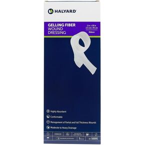 HALYARD Gelling Fiber Dressing, Gentle Adhesive with Highly Absorbent Conformable Design, Maintains Structural Integrity, 2"x2" (Box of 10)
