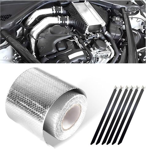 Heat Shield Reflective Tape, 2"×16.4FT Adhesive Backed Heat Barrier Tape Roll, Gold High-Temperature Self Adhesive Reflect Backed Sheet Compatible with Car Intake Pipe Engine Bay in Saudi Arabia