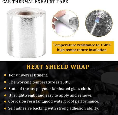 Heat Shield Reflective Tape, 2"×16.4FT Adhesive Backed Heat Barrier Tape Roll, Gold High-Temperature Self Adhesive Reflect Backed Sheet Compatible with Car Intake Pipe Engine Bay in Saudi Arabia