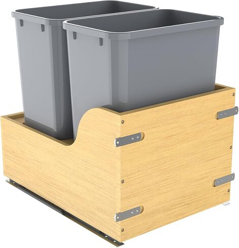 Double Pullout Trash Can for Under Kitchen Cabinets Include Double 35QT Trash Bin, 12 Gallon Garbage Bottom-Mount Recycling Bin Full Extension Slides, Doesn't Include Door Fittings in Saudi Arabia