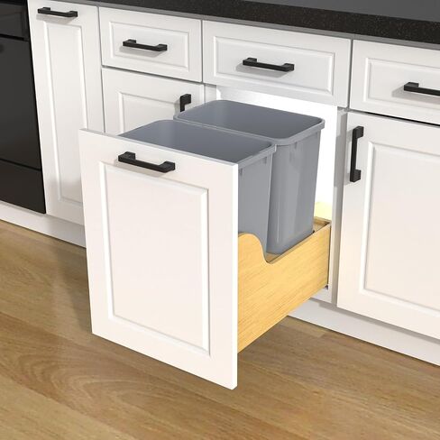 Double Pullout Trash Can for Under Kitchen Cabinets Include Double 35QT Trash Bin, 12 Gallon Garbage Bottom-Mount Recycling Bin Full Extension Slides, Doesn't Include Door Fittings in Saudi Arabia