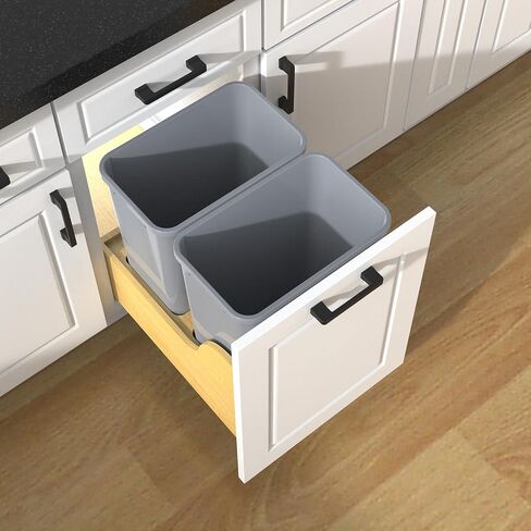 Double Pullout Trash Can for Under Kitchen Cabinets Include Double 35QT Trash Bin, 12 Gallon Garbage Bottom-Mount Recycling Bin Full Extension Slides, Doesn't Include Door Fittings in Saudi Arabia