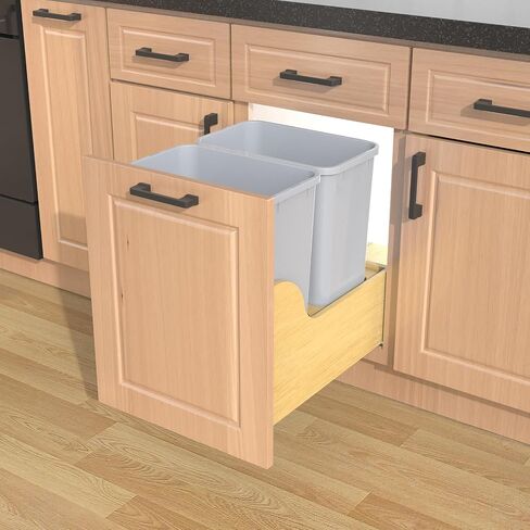 Double Pullout Trash Can for Under Kitchen Cabinets Include Double 35QT Trash Bin, 12 Gallon Garbage Bottom-Mount Recycling Bin Full Extension Slides, Doesn't Include Door Fittings in Saudi Arabia