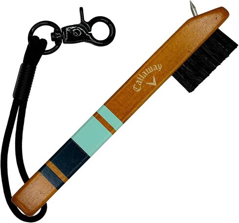 Callaway Golf Heritage Club Brush Green/Ivory - فرشاة الجولف الخشبية المستوحاة من الخمر مع منظف الأخدود ، وحبل مرن ومقطع معدني ، وشعيرات نايلون غير ضيقة ، تناسب أي حقيبة غولف in Kuwait