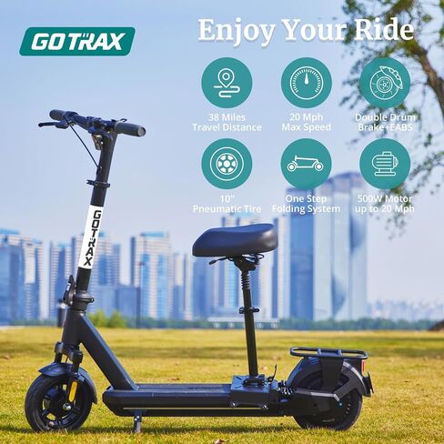 Scooter Gotrax Electric للبالغين ، 350/500W محرك ، أقصى 18/38 ميلًا وسرعة 20 ميلاً في الساعة ، إطارات هدية ، بطارية 36V/48V كبيرة من الألومنيوم ، شاشة LED كبيرة قابلة للطي. in Kuwait
