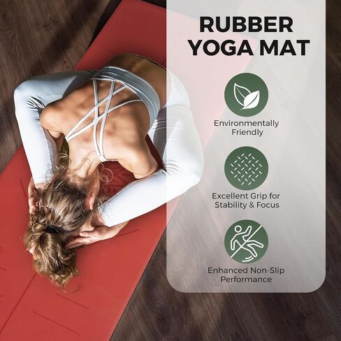 U&M Yoga Mat Non-Slip, Exercise Mat with Carrying Strap for Home Yoga,Pilates & Meditation Stretching, Floor & Fitness Workouts, 72"x26" x1/6" Thick Fitness Mats Non-Slip Natural Rubber Base & PU Top in Saudi Arabia