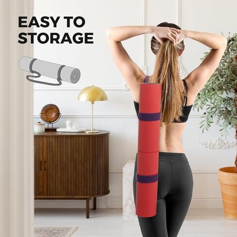 U&M Yoga Mat Non-Slip, Exercise Mat with Carrying Strap for Home Yoga,Pilates & Meditation Stretching, Floor & Fitness Workouts, 72"x26" x1/6" Thick Fitness Mats Non-Slip Natural Rubber Base & PU Top in Saudi Arabia