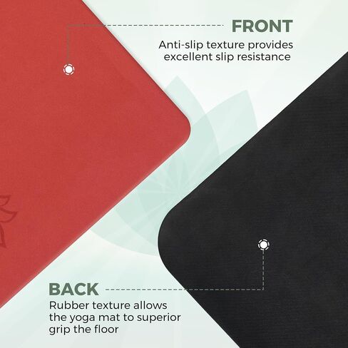 U&M Yoga Mat Non-Slip, Exercise Mat with Carrying Strap for Home Yoga,Pilates & Meditation Stretching, Floor & Fitness Workouts, 72"x26" x1/6" Thick Fitness Mats Non-Slip Natural Rubber Base & PU Top in Saudi Arabia