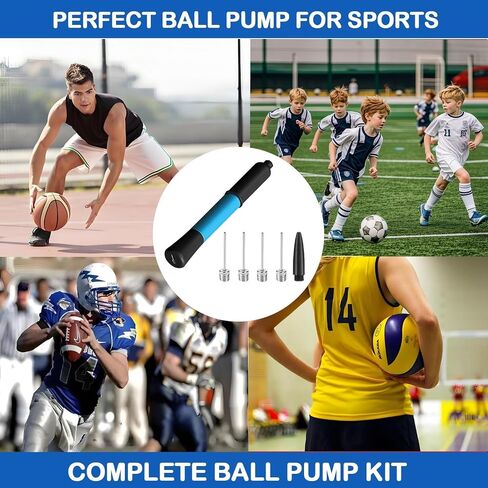 Ball Pump with Needle Storage, Basketball Pump with 5 Needles & Extendable Cable, Soceer Football Ball Pumps, Volleyball Pump, Rugby Ball Inflator - Great for All Balls - Never Lose Pin in Saudi Arabia