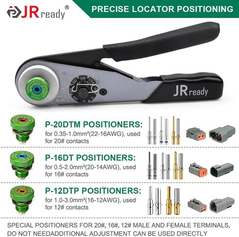ST2163 Deutsch Crimp Kit，ACT-HDT Solid Contacts Crimp Tool with 3 Positioners and G454 Gauge for Deutsch Size 12 16 20 Turned Pin and Socket Terminals Work with Deutsch DT DTM DTP Series Connectors in Kuwait
