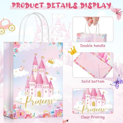 24 Pcs Princess Prince Party Favor Bags Prince Princess Castle Party Bags Princess Treat Bags with Handles Candy Goodie Bags for Gender Reveal Party Baby Shower Wedding Supplies (Princess and Prince) in Saudi Arabia