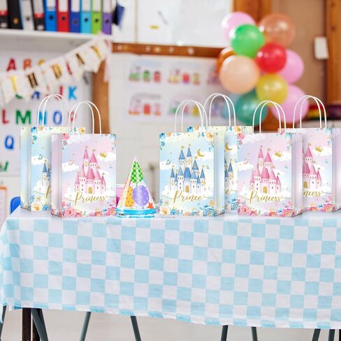 24 Pcs Princess Prince Party Favor Bags Prince Princess Castle Party Bags Princess Treat Bags with Handles Candy Goodie Bags for Gender Reveal Party Baby Shower Wedding Supplies (Princess and Prince) in Saudi Arabia