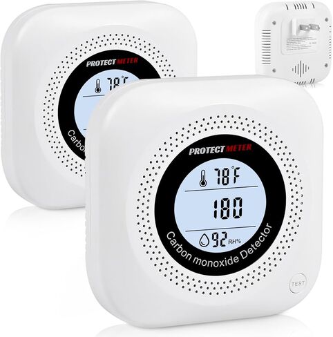 Carbon Monoxide Detectors, Temperature & Humidity Monitor (3-in-1) – Portable Plug-in CO Alarm for Travel, Home, Hotel, RV with 110V-220V AC, Black Color in Saudi Arabia