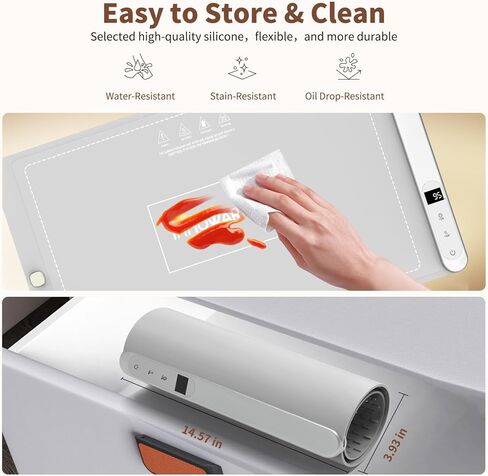 حصيرة الاحترار الغذائي - تسخين الجرافين الكامل للجرافين ، وتدفئة سريعة 500 واط ، ودرجة حرارة قابلة للتعديل ، وسيليكون درجة الطعام ، ودفء الطعام للتجمعات ، والحفلات ، والسفر ، والاستخدام اليومي (الأخضر) in Kuwait