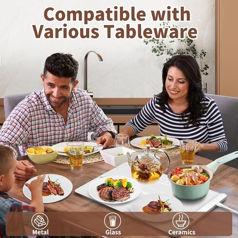 حصيرة الاحترار الغذائي - تسخين الجرافين الكامل للجرافين ، وتدفئة سريعة 500 واط ، ودرجة حرارة قابلة للتعديل ، وسيليكون درجة الطعام ، ودفء الطعام للتجمعات ، والحفلات ، والسفر ، والاستخدام اليومي (الأخضر) in Kuwait