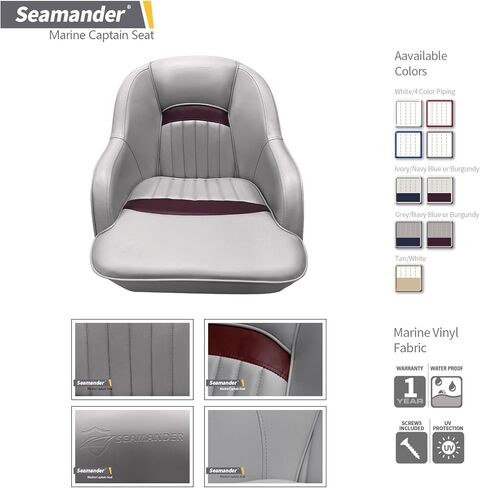 مقعد القارب بونتوني Seamander ، 19.7H × 22.2L × 21.7 د بوصة ، إطار بلاستيكي مصبوب ، حشوة رغوة فخمة ، فينيل بحري ، 5 × 5 أو 5 × 12 بوصة. in Kuwait