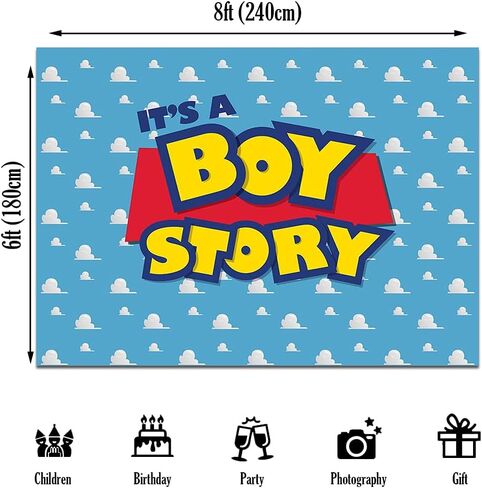 Cartoon Blue Sky White Clouds Toy Boy Story Theme Photography Backdrops 7x5ft Children Boys Birthday Party Photo Background Kids Newborn Baby Shower Dessert Cake Table Decor Props Supplies in Saudi Arabia
