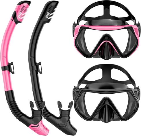 Snorkeling Gear for Adults, Dry-Top Snorkel Set Scuba Diving mask, Snorkel Mask, Panoramic Anti-Leak Anti-Fog Tempered Glass Lens, Swimming Training Snorkeling Packages in Saudi Arabia