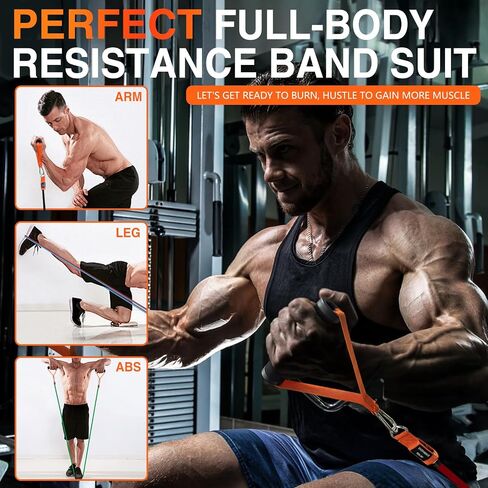 Resistance Bands,Heavy Exercise Bands with Handles, Door Anchor, Legs Ankle Straps, 300/240/360LBS Workout Bands for Men and Women Fitness, Heavy Resistance Training, Home Workout Set in Saudi Arabia