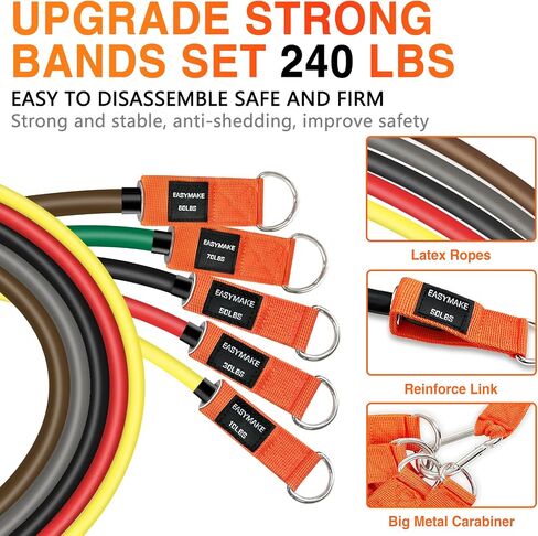 Resistance Bands,Heavy Exercise Bands with Handles, Door Anchor, Legs Ankle Straps, 300/240/360LBS Workout Bands for Men and Women Fitness, Heavy Resistance Training, Home Workout Set in Saudi Arabia