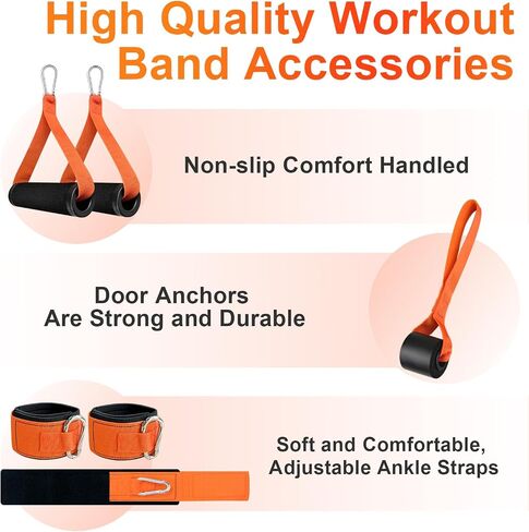 Resistance Bands,Heavy Exercise Bands with Handles, Door Anchor, Legs Ankle Straps, 300/240/360LBS Workout Bands for Men and Women Fitness, Heavy Resistance Training, Home Workout Set in Saudi Arabia