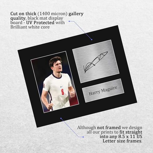 HWC Trading Harry Maguire England هدايا مؤطرة مطبوعة صورة توقيع موقعة لمحبي كرة القدم ومؤيديها - مقاس حرف أمريكي in Kuwait