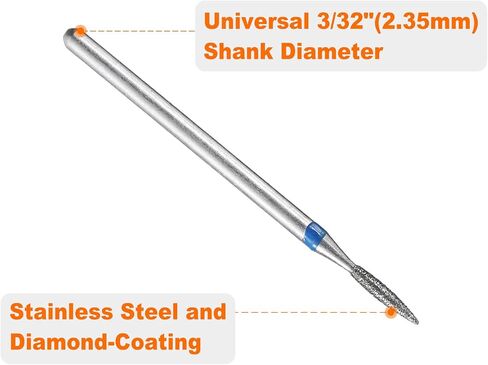 HARFINGTON 8pcs 120-140 Grits Diamond Grinding Bit 2.1mm Oval Head 2.35mm Shank 8mm Length Stone Sanding Drill Bits Rotary Tool for Ceramic Glass Nails Grinding Polishing in Saudi Arabia