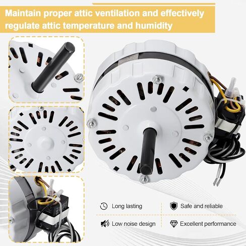 Hiorucet 35407 Vent Attic Fan Motor Replacement for 35407, F0812B3146, F0816B4732, 4310655, Vent Fan Motor Replacement for 3C246A, 4CH65, Attic Vent Fan Motor CW Rotation, 120V, 1550RPM in Saudi Arabia