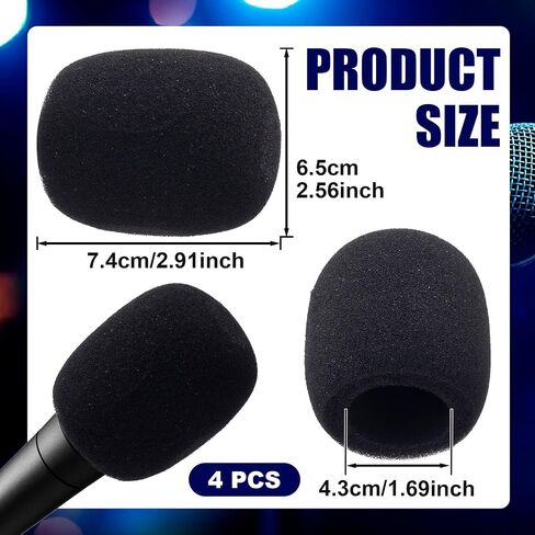 6PCS Foam Microphone Covers, Black Microphone Windscreens, Elastic Thickened Replacement Mic Cover Foam for Handheld Microphone, Stage Microphone in Saudi Arabia