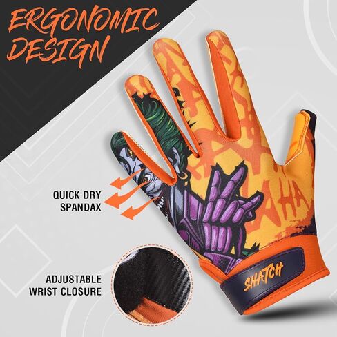 SNATCH Football Gloves, Youth Football Gloves Tacky Receiver Gloves Skin Tight Game Day Football Gloves Youth & Adult Sizes in Saudi Arabia