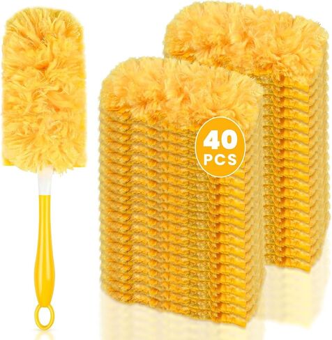 180° Duster Refill Compatible with Swiffer Duster Refills and Handles, Heavy Duty Duster Refills for Home, Office, Car Interior Dust Removal, 50 Dusters and 1 Handle in Saudi Arabia