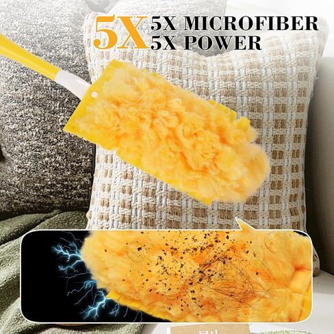 180° Duster Refill Compatible with Swiffer Duster Refills and Handles, Heavy Duty Duster Refills for Home, Office, Car Interior Dust Removal, 50 Dusters and 1 Handle in Saudi Arabia