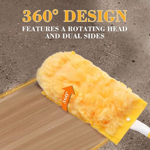 180° Duster Refill Compatible with Swiffer Duster Refills and Handles, Heavy Duty Duster Refills for Home, Office, Car Interior Dust Removal, 50 Dusters and 1 Handle in Saudi Arabia
