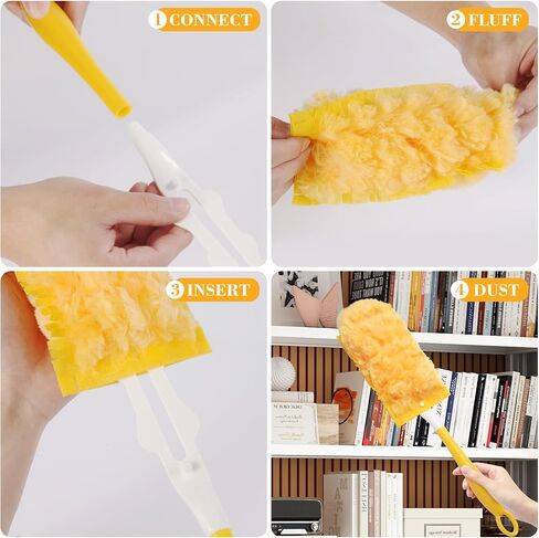 180° Duster Refill Compatible with Swiffer Duster Refills and Handles, Heavy Duty Duster Refills for Home, Office, Car Interior Dust Removal, 50 Dusters and 1 Handle in Saudi Arabia
