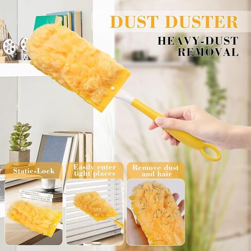 180° Duster Refill Compatible with Swiffer Duster Refills and Handles, Heavy Duty Duster Refills for Home, Office, Car Interior Dust Removal, 50 Dusters and 1 Handle in Saudi Arabia