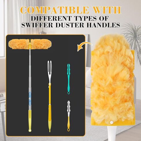 180° Duster Refill Compatible with Swiffer Duster Refills and Handles, Heavy Duty Duster Refills for Home, Office, Car Interior Dust Removal, 50 Dusters and 1 Handle in Saudi Arabia