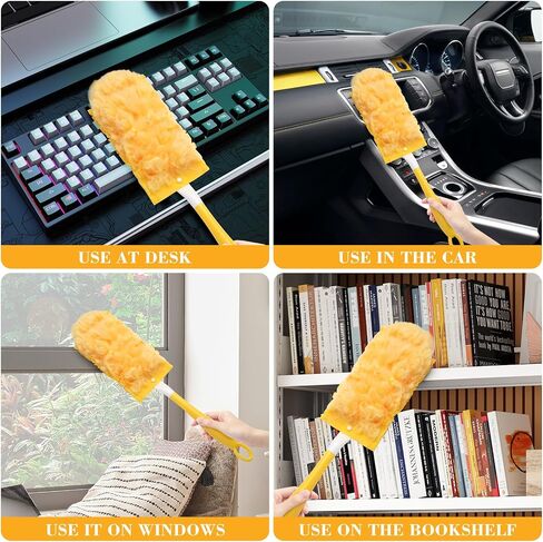 180° Duster Refill Compatible with Swiffer Duster Refills and Handles, Heavy Duty Duster Refills for Home, Office, Car Interior Dust Removal, 50 Dusters and 1 Handle in Saudi Arabia